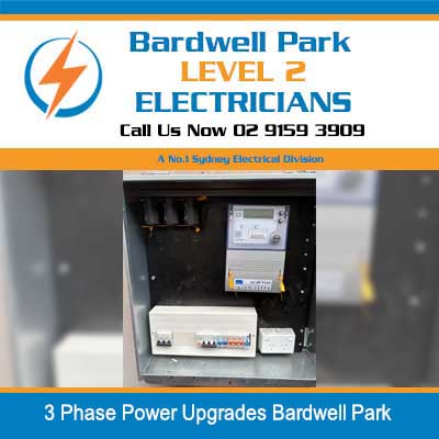 Electrical meter box with 3 phase power components for power upgrade services in Bardwell Park