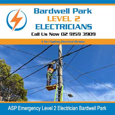 ASP emergency level 2 electrician on power pole working on overhead lines in Bardwell Park