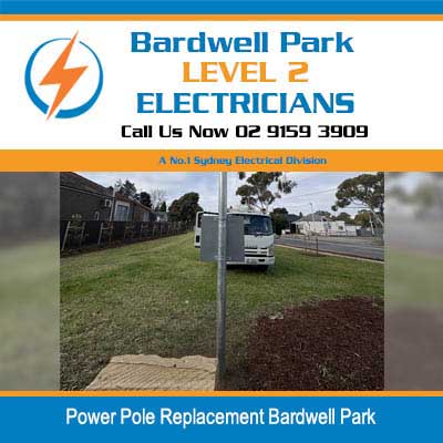 Power pole replacement with electrical transformer in residential area in Bardwell Park